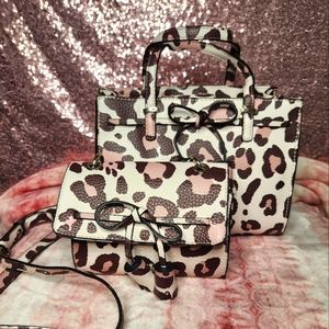 SOLD!! Guess Leopard Print Satchel & Crossbody Set